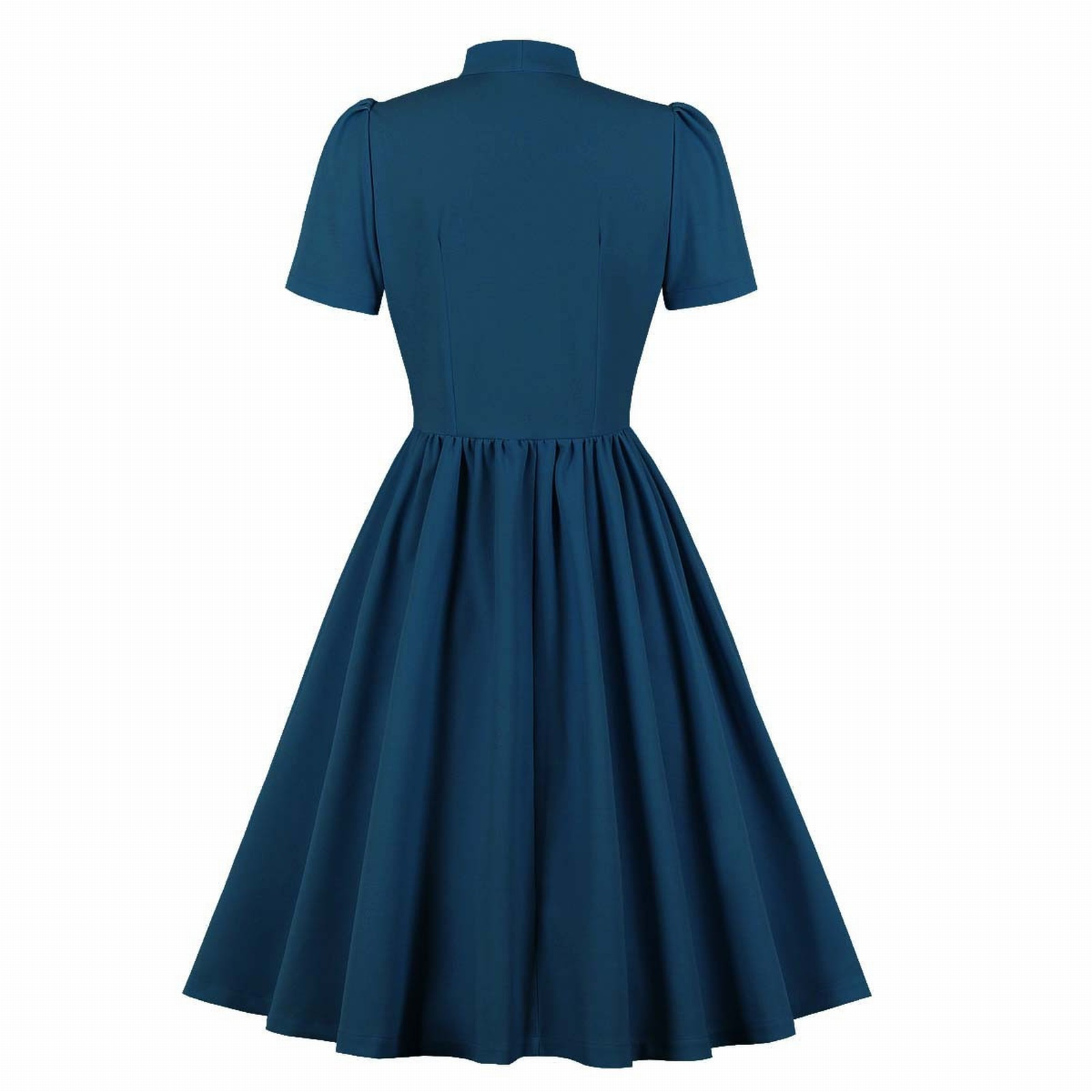 thumbnail image 4 of Vestido vintage con lazo y encaje en el cuello para mujer - Poliéster, silueta en A, informal/fiesta, tallas S-XXL, tirantes ajustables, 4 of 4